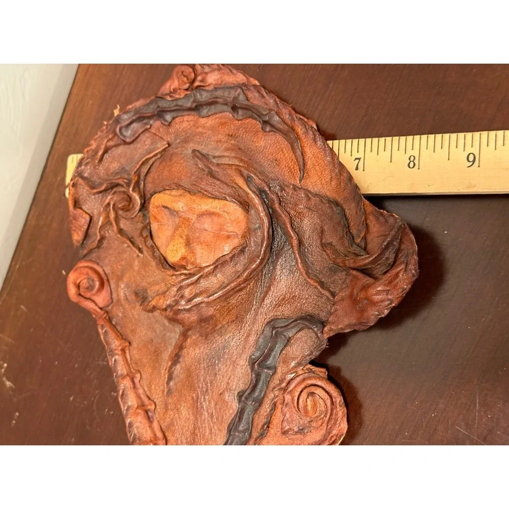 Lot Of 2 VTG Leather Face Mask Wall Art Male &Female Wall Mount Decor Spain